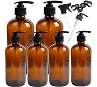 Youngever Lot de 6 flacons à Pompe vides en Verre ambré, 2 Lots de 500 ML et 4 flacons à Pompe de 250 ML Rechargeables pour huiles essentielles, Produits de Nettoyage, lotions, aromathérapie, Pompes