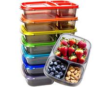 Youngever Lot de 7 Bento Box, Boîte Repas avec Trois Compartiments, Boites Alimentaires Repas, Couleur de Arc en Ciel