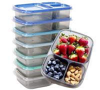 Youngever Lot de 7 Bento Box, Boîte Repas avec Trois Compartiments, Boites Alimentaires Repas, Couleur de Coastal