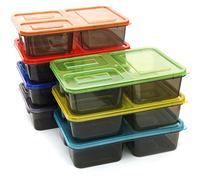 Youngever Lot de 7 Bento Box, Boîte Repas avec Trois Compartiments, Boites Alimentaires Repas, Couleur de Arc en Ciel