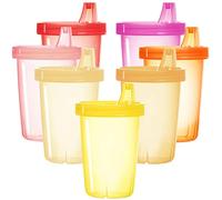 Youngever Lot de 7 Enfant Sippy Cups, Sippy Cups pour Enfant, Tasse d'apprentissage, Set de Gobelets en Plastique (Pink)