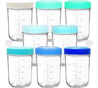 Youngever Lot de 8 Pot de Conservation Bebe en Verre 250ML, Petit Pot Bébé, Repas de Bébé Boîtes de Conservation (Coastal)