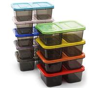 Youngever Lot de 9 Bento Box, Boîte Repas avec Deux Compartiments, Boites Alimentaires Repas, Couleur de Arc en Ciel (2 Compartiments, 600ML)