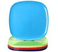 Youngever Lot de 9 grandes assiettes carrées en plastique de 30,5 cm (9 couleurs arc-en-ciel)