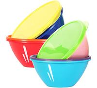 Youngever Lot de 9 Grands Bols avec Couvercle en Plastique de 1000ML, Grand Bol Cereales, Grands Bols a Soupe, 9 Couleurs Assorties