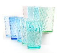 Youngever Lot de 9 Verre d'eau Plastique 650ML, Gobelets Incassable (Coastal)