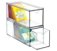 Youngever Organiseur de rangement empilable à 3 tiroirs en plastique pour cuisine, garde-manger, sachets de thé, 22,9 x 7,6 x 8,9 cm