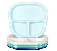 Youngever Plateau en plastique divisé à 3 compartiments pour enfants, assiettes à 3 compartiments, lot de 9 (9 couleurs côtières)