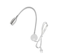 Youngine 3W Lampe de lecture, Flexible 3W Lampe de chevet LED avec interrupteur et prise filaire, Applique murale col de cygne pour chambre à coucher, hôtel, bureau, 3000K (Argent-blanc chaud)