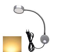 Youngine 5W EU plug Lampe de lecture flexible lampe de chevet LED avec interrupteur ON/OFF et prise filaire, lampe murale à col de cygne pour chambre bureau hôtel, 3000K (Argent-blanc chaud)