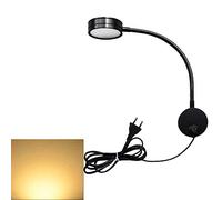 Youngine 5W EU plug Lampe de lecture flexible lampe de chevet LED avec interrupteur ON/OFF et prise filaire, lampe murale à col de cygne pour chambre bureau hôtel, 3000K (Noir-Blanc chaud)