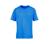 Youngly Value Weight T-shirt unisexe pour enfant 100 % coton, bleu azur, 12-13 ans