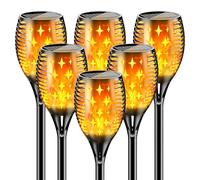 YoungPower Lot de 6 grandes lampes de poche solaires de 109 cm avec flammes vacillantes, étanches pour décoration extérieure pour cour, allée