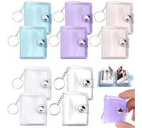 YOUNGSAY 10 Pcs Mini Porte-Clés Album Photo, 2 Inch Clignotant Porte Clef Mini Album Photo avec 18 Poches, Mini Album Photo Portable pour Enregistrer de Bons Souvenirs (5 Couleurs)