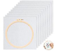 YOUNGSAY 10 Pcs Toile Aida, 20 x 20cm Blanc Tissu Broderie avec Cadre en Coton pour la Couture DIY et la Fait à la Main