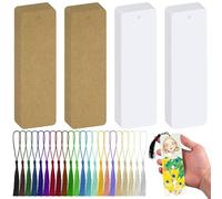 YOUNGSAY 120 Pcs Marque Page Vierg, 14 x 5cm Marque-Pages Vierges avec 120 Gland Colorés, Marque Page Kraft avec Trou pour Bricolage, L'artisanat et Étiquettes Cadeaux (2 Couleurs)