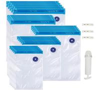 YOUNGSAY 20 Pcs Sac Sous Vide Alimentaire Réutilisable, Sans BPA Sac Mise Sous Vide Alimentaire Reutilisable avec Pompe Manuelle et Clips D'étanchéité (5 Tailles)
