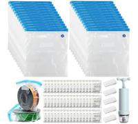 YOUNGSAY 24 Pcs Sac Sous Vide Filament 3D + 48 Sachet Dessicant, 34 x 30cm Réutilisable Sac de Rangement de Filament D'impression 3D avec 1 Pompe à Main et 5 Pinces D'étanchéité