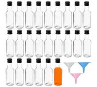 YOUNGSAY 24 Pièces Mini Bouteille Vide pour Alcool, 50ml Plastique Mini Bouteille Alcool Vide, Mini Bouteille avec 3 Entonnoirs, Pour Conserver L'alcool et Les Jus (Transparent)
