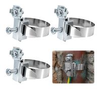 YOUNGSAY 3 Pcs Collier de Serrage de Mise à la Terre Galvanisé Ø8-52mm | Colliers de terre en Acier Inoxydable, Réglable, Argent, Pour Répartiteur, Protection contre la foudre et fixation de câbles