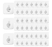 YOUNGSAY 45 Pièces Vis Adhesif Mural, 6/8/10mm Antirouille Vis Adhésives, Transparentes Crochet à Vis Mural Sans Poinçon pour Chambre et Cuisine