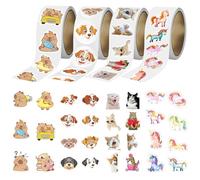 YOUNGSAY Autocollant Animaux en Rouleau, 2000 PCS Mignon Autocollant Animaux, Imperméables Rouleau Autocollants pour Scrapbooking, Bricolage e Récompenses en Classe