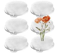 YOUNGSAY Kenzan Lot de 6 hérissons, ronds, en plastique, 7 cm, transparent, Ikebana Kenzan, avec 3 ventouses, pour fleurs artisanales