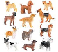 YOUNGSAY Lot de 12 figurines de chien, en plastique, petites figurines de chien, réalistes - Figurines de chiots pour la décoration de la maison, l'éducation et l'apprentissage, jouets de bain