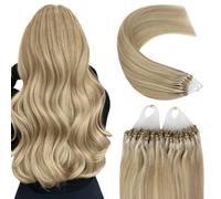 YoungSee Extension a Froid Blond Extension Cheveux Loops Blond Highlight Anneaux Extension Cheveux a Froid 14 Pouces 35 Cm Extension Cheveux Micro Ring Extension Micro Loop 50Brin/50G #P16/22