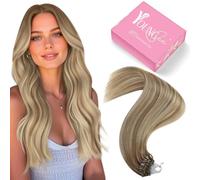 YoungSee Extension à Froid Cheveux Brun Clair Extensions a Froid Easy Loop Ombre Brun Clair à Blonde Extension Cheveux Naturel Balayage à Froid 14 Pouces 35 Cm Extension Cheveux Micro Ring #8A/60/8A