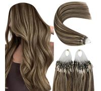 YoungSee Extension Cheveux Micro Ring Brun Fonce 14 Pouces 35 Cm Extension a Froid Chatain Brun Fonce Extension à Froid Brun Fonce Extension Micro Ring Pour Cheveux Courts 50Brin/50G