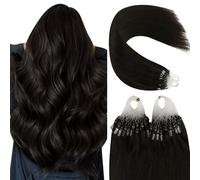 YoungSee Extension Cheveux Micro Ring Brun Fonce 14 Pouces 35 Cm Extension a Froid Cheveux Naturel Anneaux Brun Fonce Extension à Froid Brun Fonce Extension Micro Ring Pour Cheveux Courts 50Brin/50G