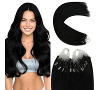 YoungSee Extension Cheveux Micro Ring Noir 14 Pouces 35 Cm Extension Cheveux Naturel Anneau Noir Extension Vrai Cheveux a Loops Noir Extension Micro Ring Pour Cheveux Courts 50Brin/50G