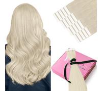 YoungSee Extension Cheveux Naturel Adhesif Blond Platine 50 cm Extension Adhesive Cheveux Naturel Blond 20 Pouces Extensions Bandes Adhésives Vrai Cheveux Humain Longs et Raides 20pcs 50g #2