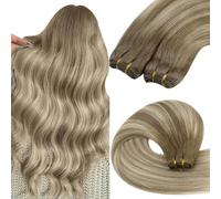 YoungSee Tissage Cheveux Naturels Ombre 22 Pouces Extensions Tissage Vrais Cheveux Humains Brun Moyen avec Blond Platine Ombre Sew in Hair Extension pour les Cheveux Longs 100g