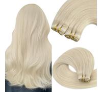YoungSee Tissage Naturel Cheveux Humain Blond Platine 40 CM Tissage Cheveux Naturels Blonde Weft Hair Extensions Human Hair 16 Pouces Pour une Date 100g