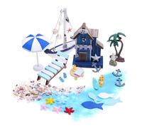 Youngwier Blue Beach House, kit de Maison Miniature Faite à la Main | Décorations de Maison de 26 pièces décoration de Miniature de Plage - Maison de Plage sur Le thème de la mer pour