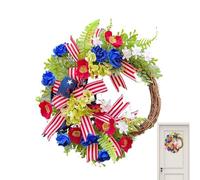 Youngwier Couronne Patriotique - Guirlande De Porche Jour du Souvenir,Décoration Patriotique Memorial Day avec Drapeaux pour Porte Mur Maison Fête