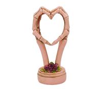 Youngwier Décorations Halloween Main Squelette en Forme de Cœur,Statue Ornementale de Geste de Main pour l'amour - Sculpture de Squelette pour Bureau Noces Maison Comptoir Salon Cuisine