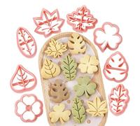 Youngwier Emporte-Pièce Feuille, Forme à Mignonne, Forme à Pâte Fondant pour Pâtisserie Maison et Préparation Culinaire, 8 Moules en Argile Souple