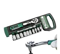 Youngwier Jeu de clés à douilles - 12 pièces - 72 dents - Outils de réparation avec rallonge - Pour appareils ménagers, voitures, camions, véhicules, vélos, meubles, traitement des métaux