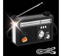 Youngwier Radio Solaire Portable, Radio AM/FM/Ondes Courtes à Énergie Solaire 11200mAh, Lampe Torche LED, Batterie Longue Durée pour Urgences Randonnée Coupure de Courant