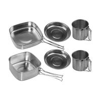 Youngwier Set De Cuisine Camping en Acier Inoxydable,Poêles à Frire et Marmites pour Camping - 6 Pièces Portable Plein Air Randonnée Pique-Nique Intérieur