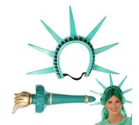 Youngwier Statue De La Liberté Torche Et Couronne, Couronne Et Torche Statue De La Liberté, Torches Statues De La Libertés, Bandeau Réglable Lady Libert Accessoires De Cosplay Bandeau Déesse