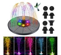 YOUNICE Fontaine Solaire 3 W 160 mm avec lumière LED de Couleur et Batterie intégrée de 2500 mAh avec 8 Buses Pompe d'étang Solaire pour Abreuvoir d'oiseaux, Petits étangs, piscines à Poissons