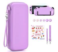 Younik Pochette Switch 2 pour NS Switch 2 (2025), Kit D'accessoires 15 en 1 Incluant une Étui de Transport avec 19 Fentes pour Cartes de Jeu, Coque de Protection pour Console Switch 2 & J-Con (Violet)