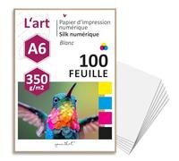 younikat 100 feuilles Papier premium pour impression numérique avec finition mate soyeuse 350 g/m² Papier couché blanc | A6 | Impression photo Digital-Silk | Haute qualité d’impression | dv1568