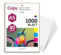 younikat 1000 feuilles blanches 80 g/m² papier blanc I pour photocopie I à recettes I DIN A5 I dv1419