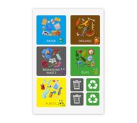 younikat 9 autocollants carrés pour poubelles en anglais pour le tri des déchets I Recyclage I Set de stickers I you0024