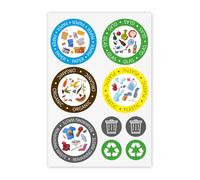 younikat - 9 autocollants pour poubelles ronds en anglais pour le tri des déchets I Recyclage des déchets I Set de stickers I you0022
